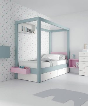 Dormitorio infantil con cama dosel Canopy