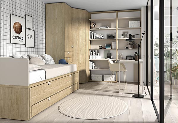 Dormitorio juvenil compacta con cama supletoria Mood 2021