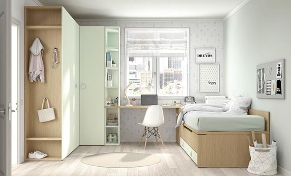 Dormitorio juvenil compacto bajito con cama nido Mood 2021