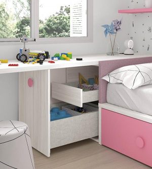 Dormitorio juvenil con cama nido compuesta por un panel lateral Mood 2021