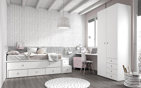 Dormitorio infantil cama nido con cajones Mood 2021