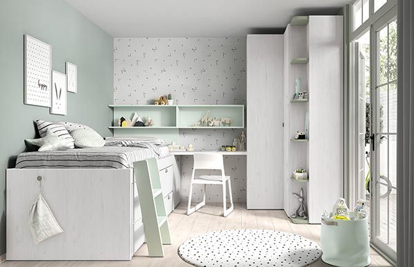 Dormitorio infantil cama compacta con escalera Mood 2021