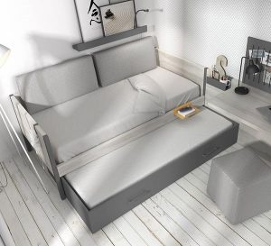 Dormitorio juvenil con cama con ángulos de madera Mood 2021
