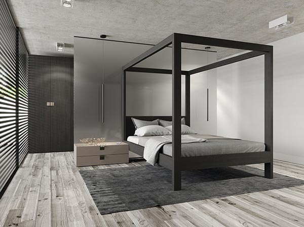 Dormitorio matrimonio cama con dosel moderna