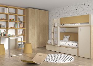 Dormitorio infantil con litera quitamiedos en la parte superior Mood 2021