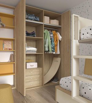 Dormitorio infantil con litera quitamiedos en la parte superior Mood 2021