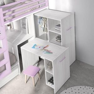 Dormitorio infantil con litera con escritorio y armario extraíble Mood 2021