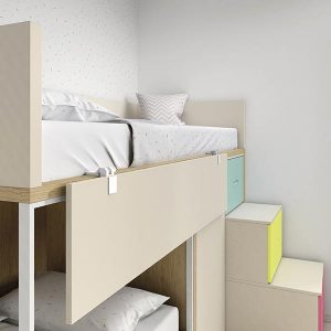 Dormitorio infantil con litera con quitamiedos abatible Mood 2021