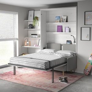 Habitación juvenil cama abatible con sofá nórdico
