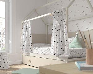 Dormitorio infantil con cama casita con cama nido en la parte inferior Mood 2021