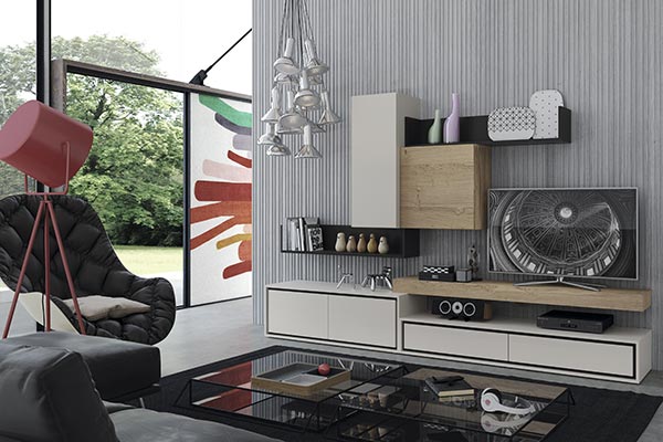 Mueble de salón con un diseño con un diseño moderno