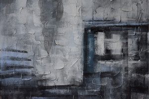 Decoración cuadro abstracto gris hormigón con marco